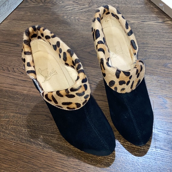 Christian Louboutin Black Suede Leopard Pony Boots / Booties - Picture 2 of 9